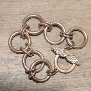 Victoria Secret Rhinestone Wing Link Bracelet - Rose Gold Tone